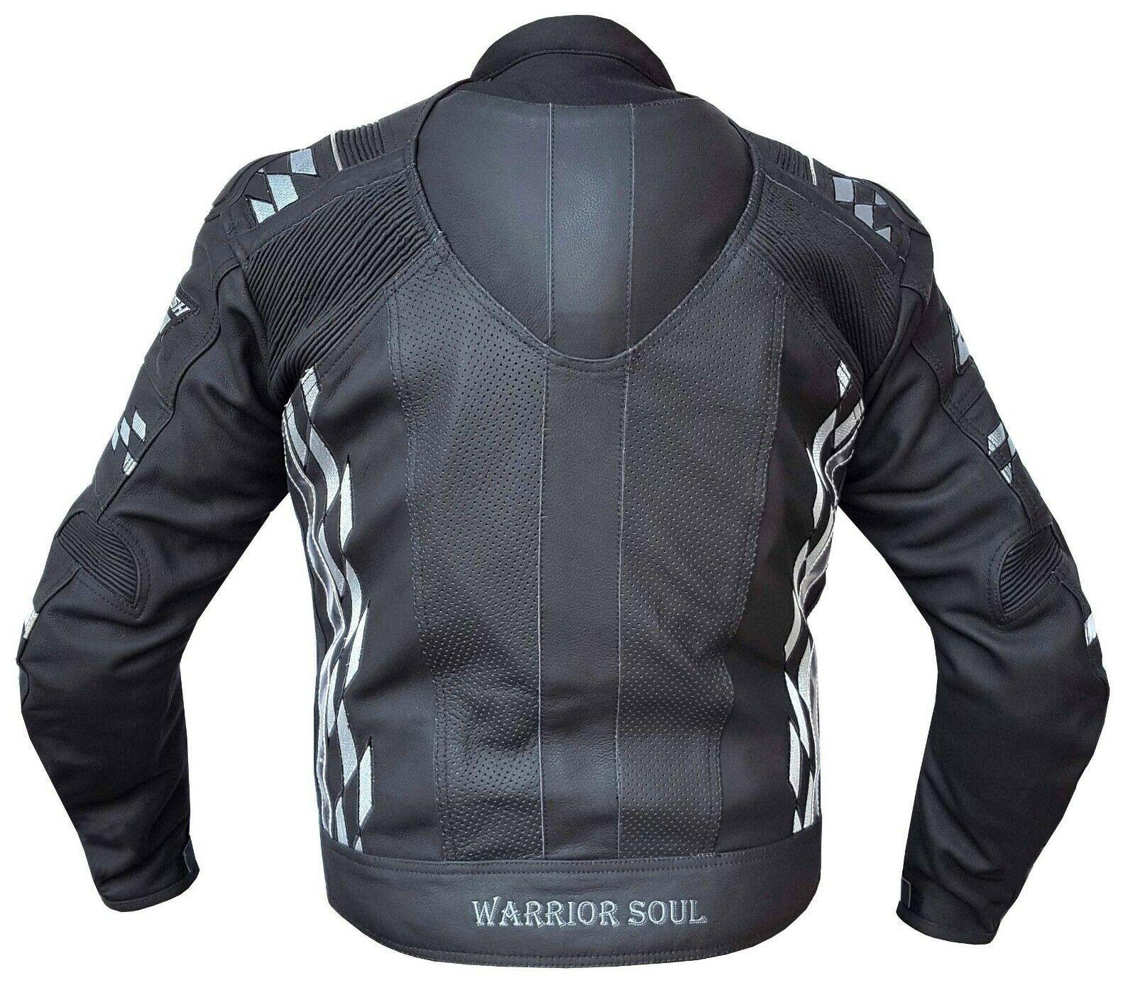 Warrior Gears® GP Rush Flag Style Mens Motorcycle Jacket leather Motorbike Jacket | Matt Cowhide | CE Armours |1.2mm Leather | Racing - Warrior Gears