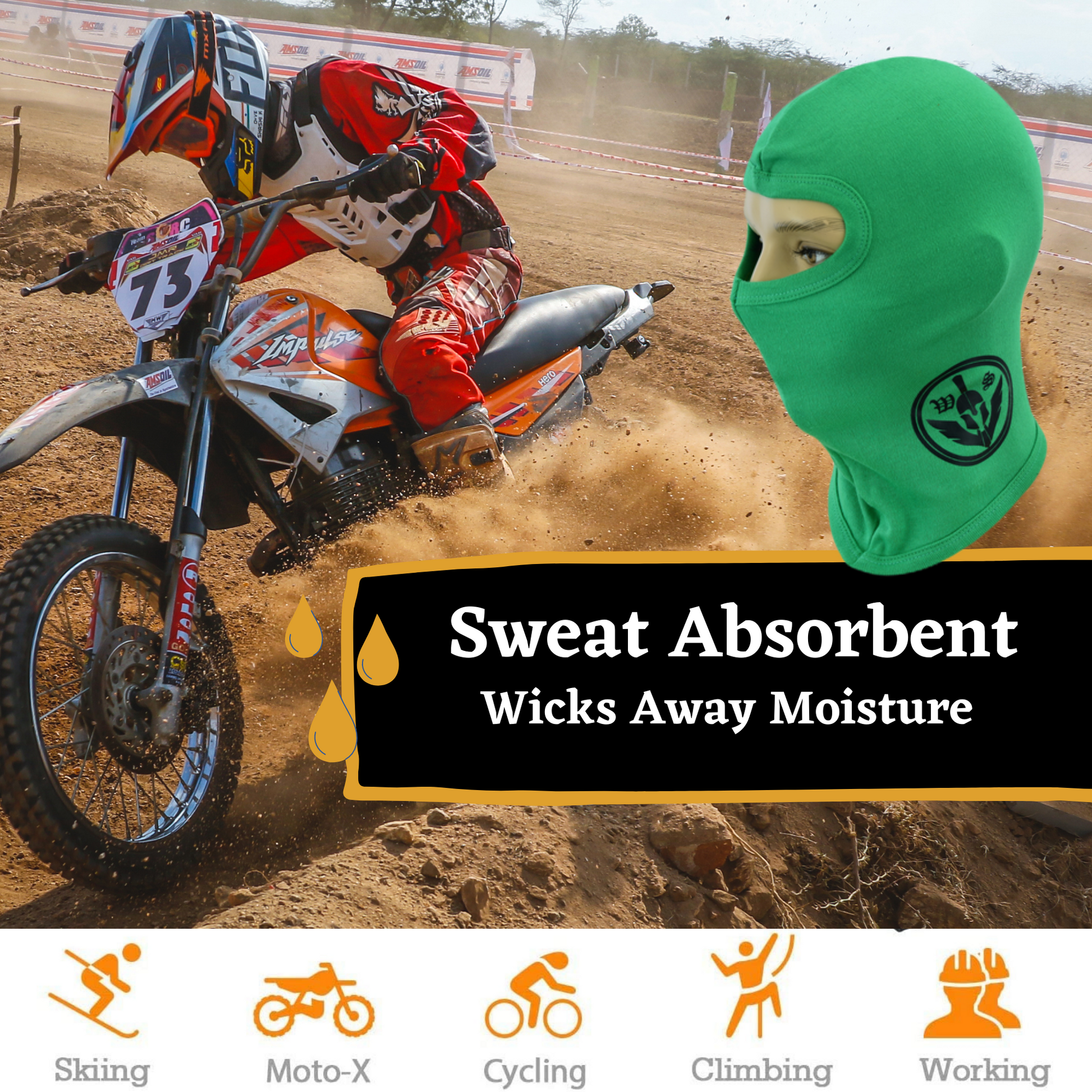 Warrior Gears®100% Cotton Motorcycle Balaclava | Face Mask -Green - Warrior Gears