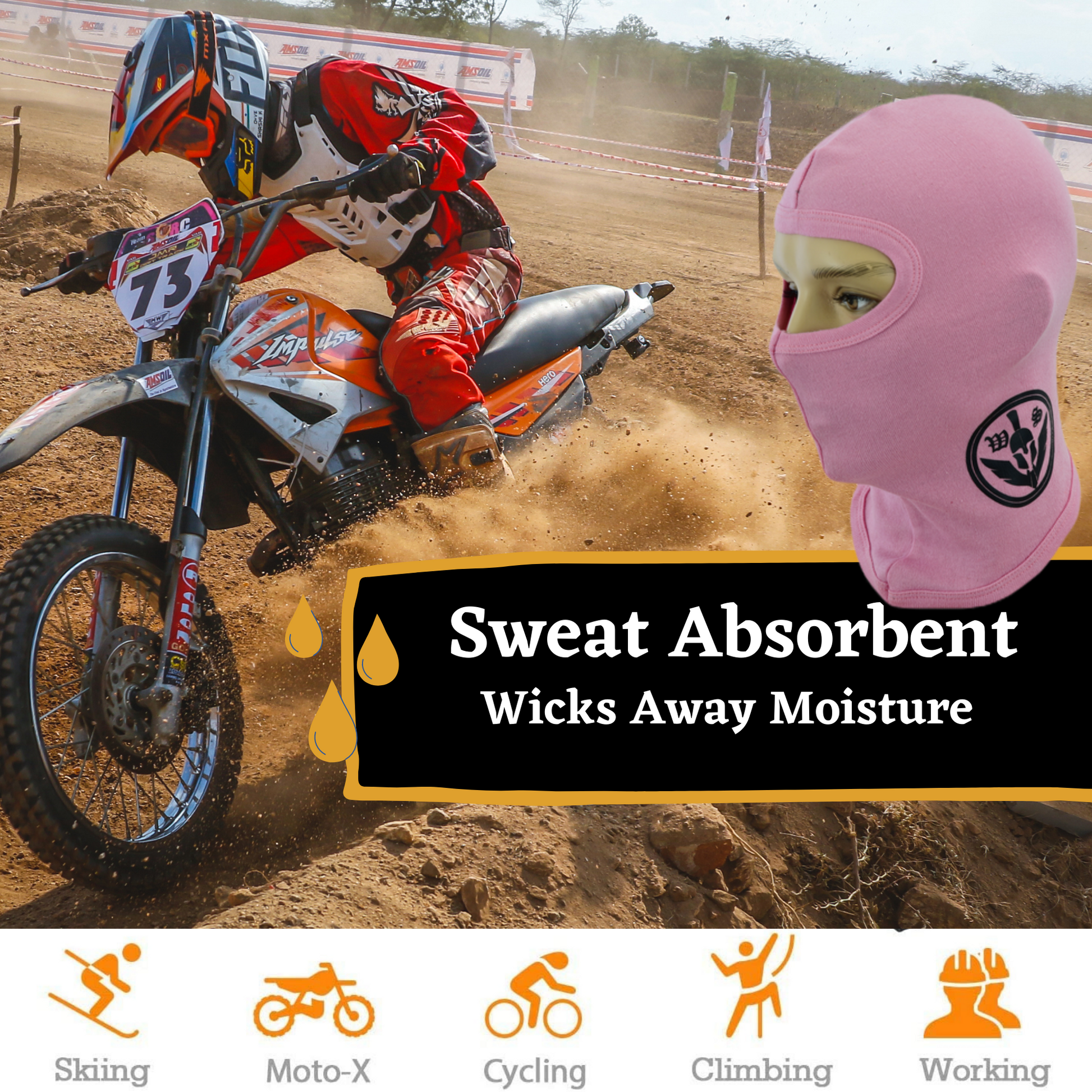 Warrior Gears®100% Cotton Motorcycle Balaclava | Face Mask -Pink - Warrior Gears
