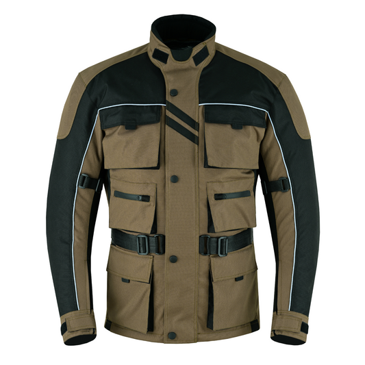 Warrior Gears 6 Pockets Mens Motorcycle Jacket Brown