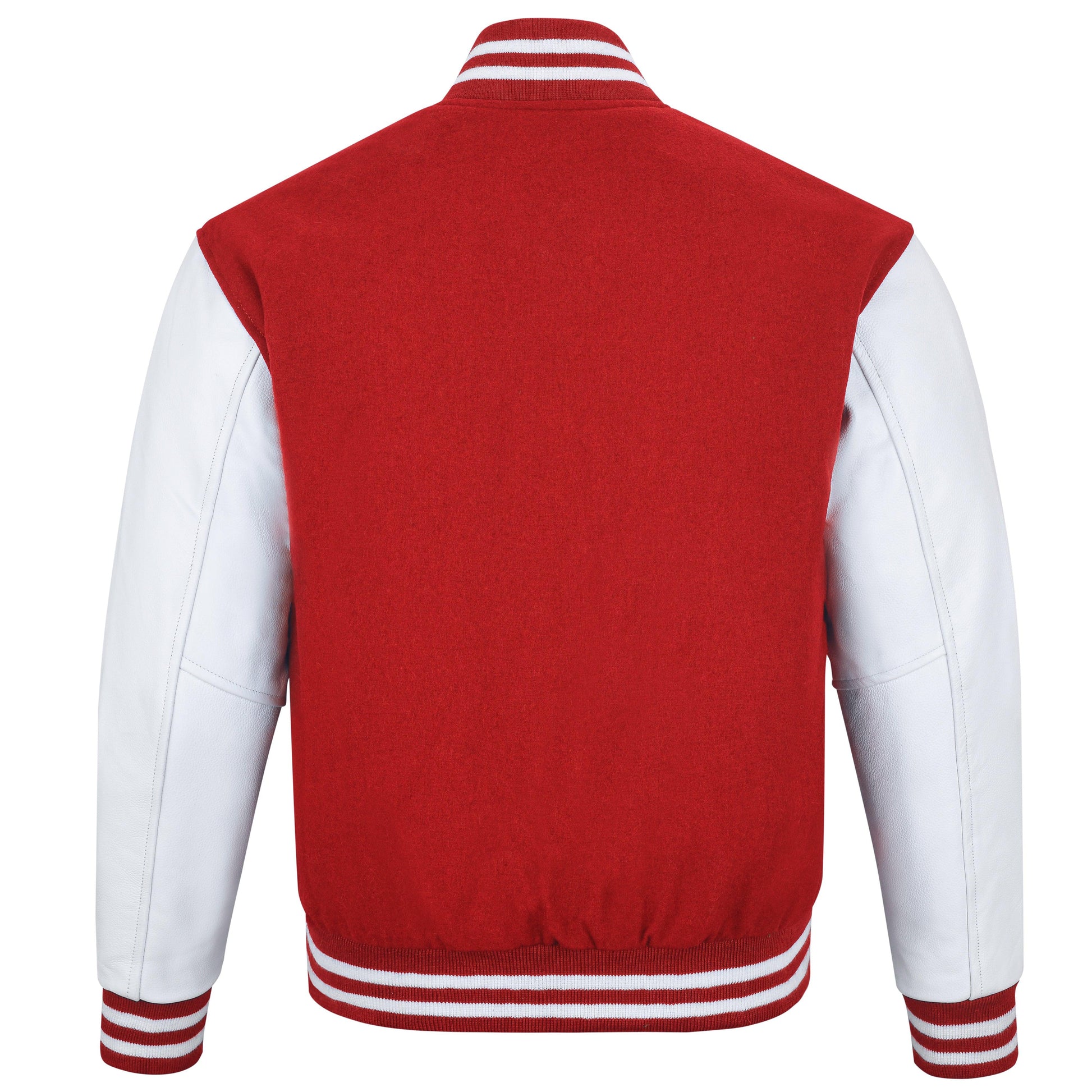 Warrior Gears® Classic Varsity Jacket University Letterman Bomber Jacket- Red Pure Wool Body & White Real Leather Sleeves - Warrior Gears