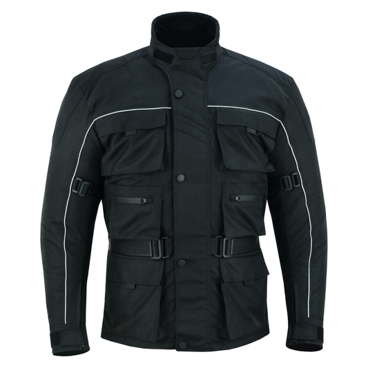 Warrior Gears 6 Pockets Mens Motorcycle Jacket Black