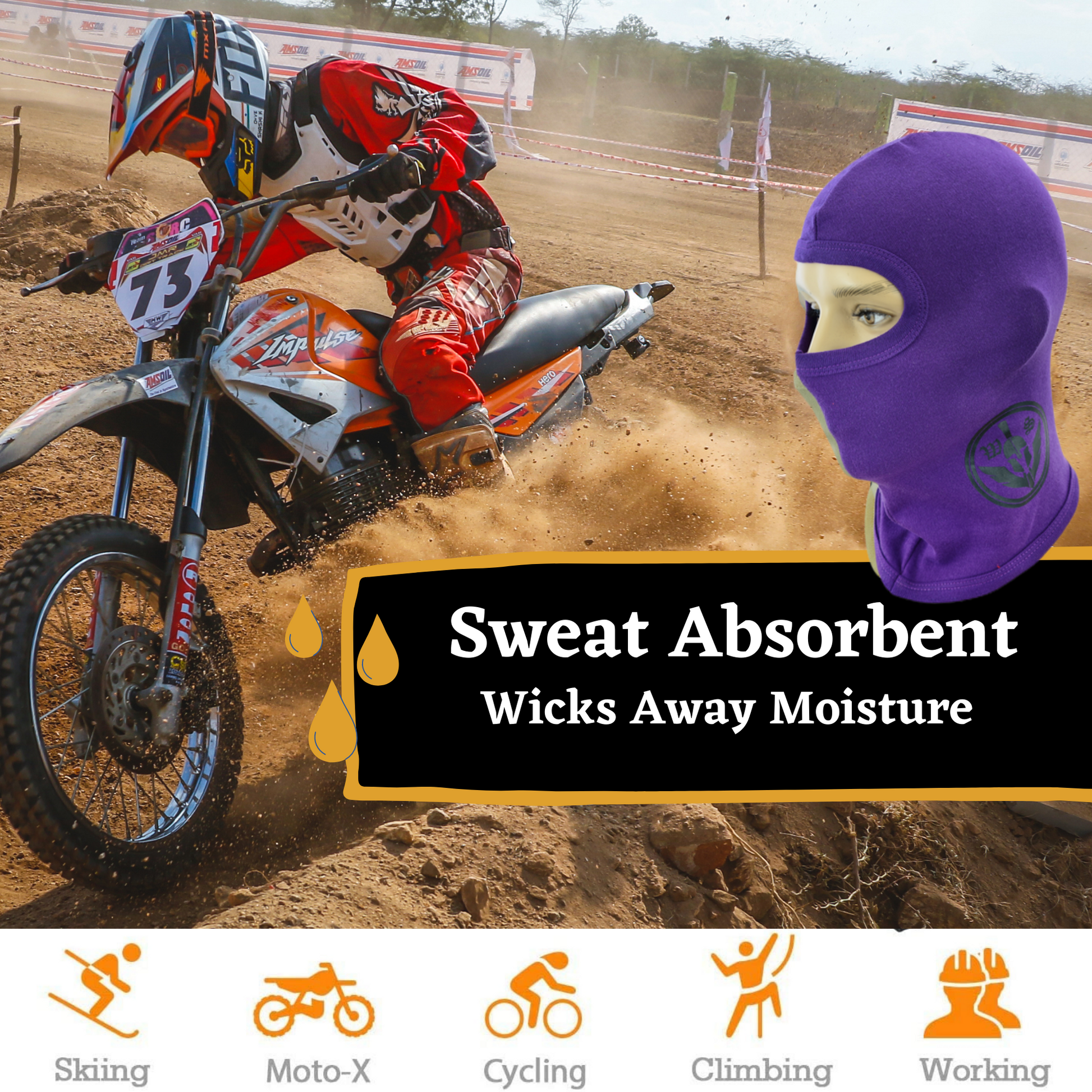 Warrior Gears®100% Cotton Motorcycle Balaclava | Face Mask -Purple - Warrior Gears