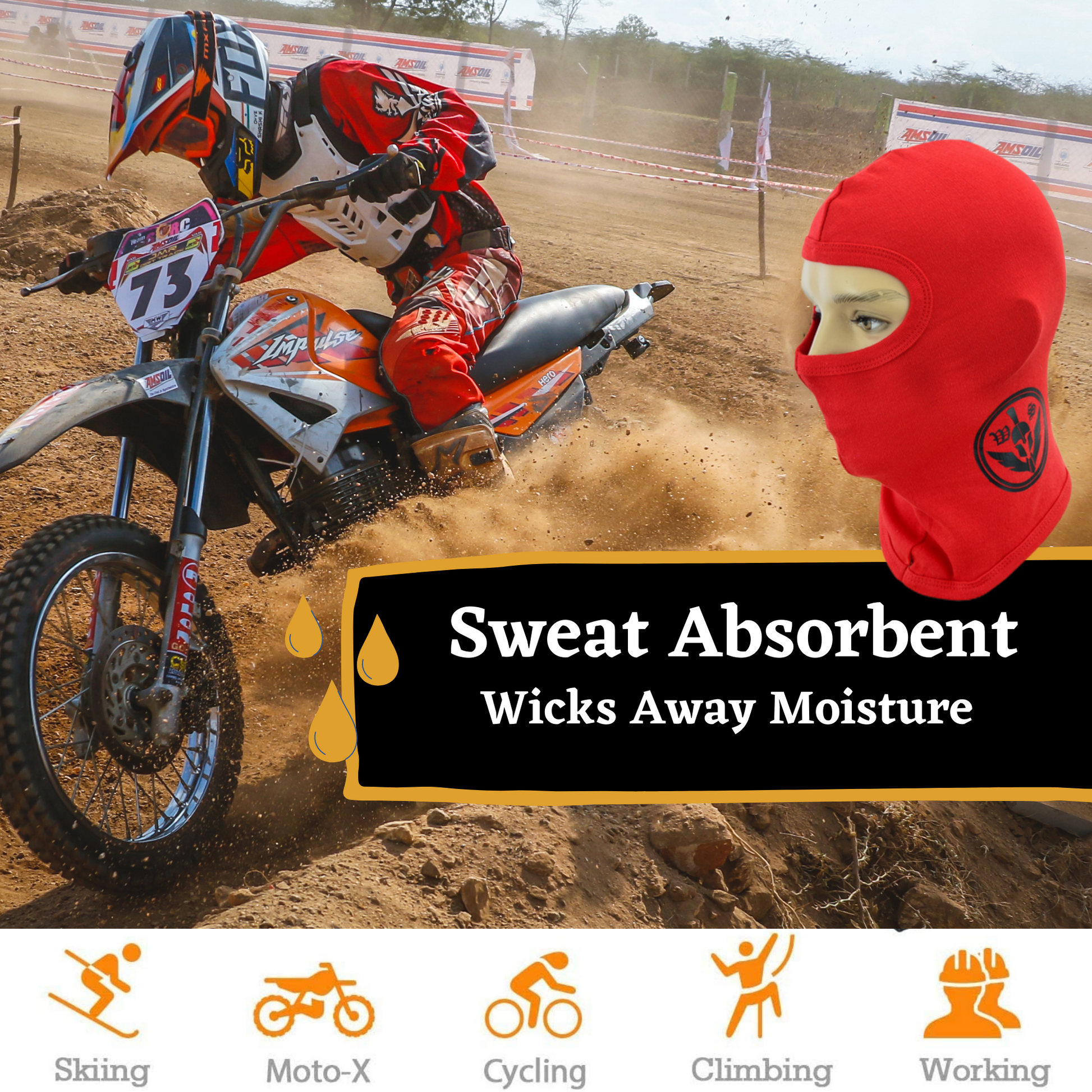 Warrior Gears®100% Cotton Motorcycle Balaclava | Face Mask -Red - Warrior Gears
