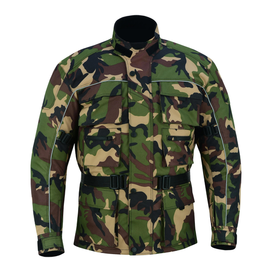 Warrior Gears 6 Pockets Mens Motorcycle Jacket Camo green