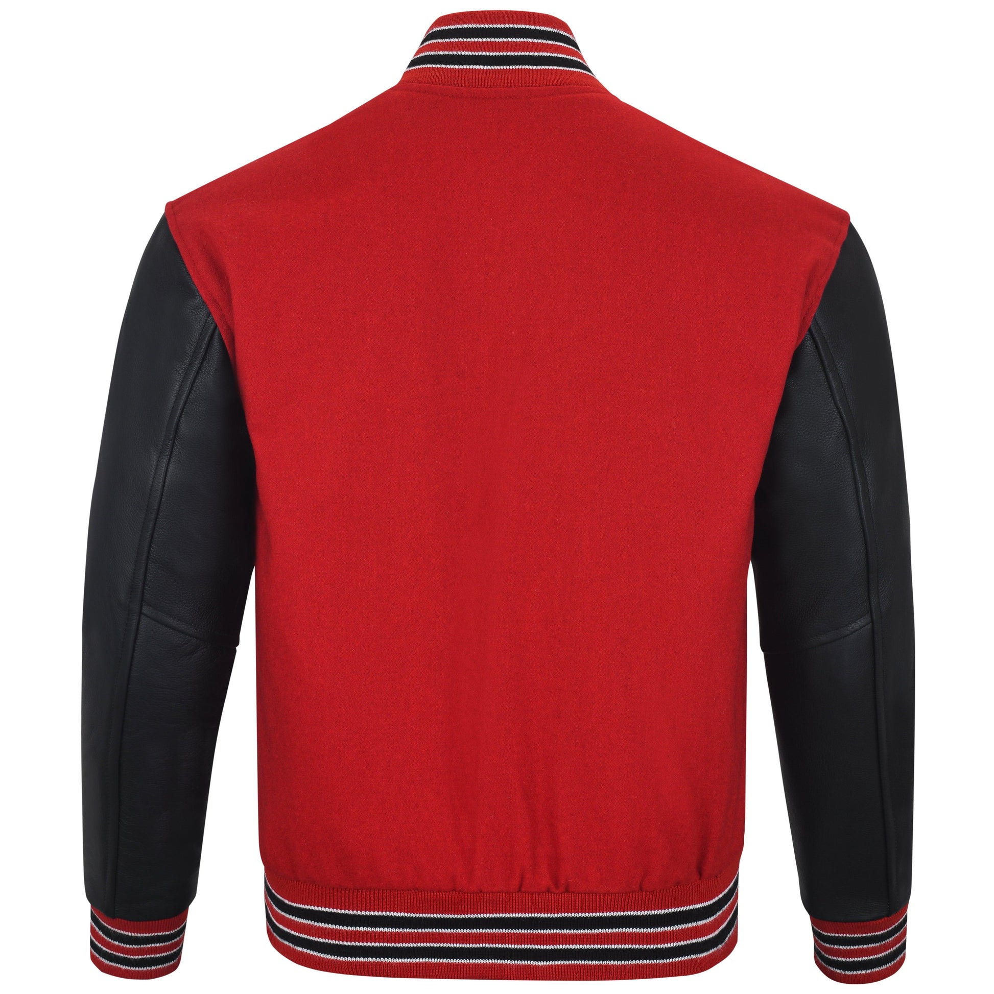 Warrior Gears® Classic Varsity Jacket University Letterman Bomber Jacket-Red Pure Wool Body & Black Real Leather Sleeves - Warrior Gears