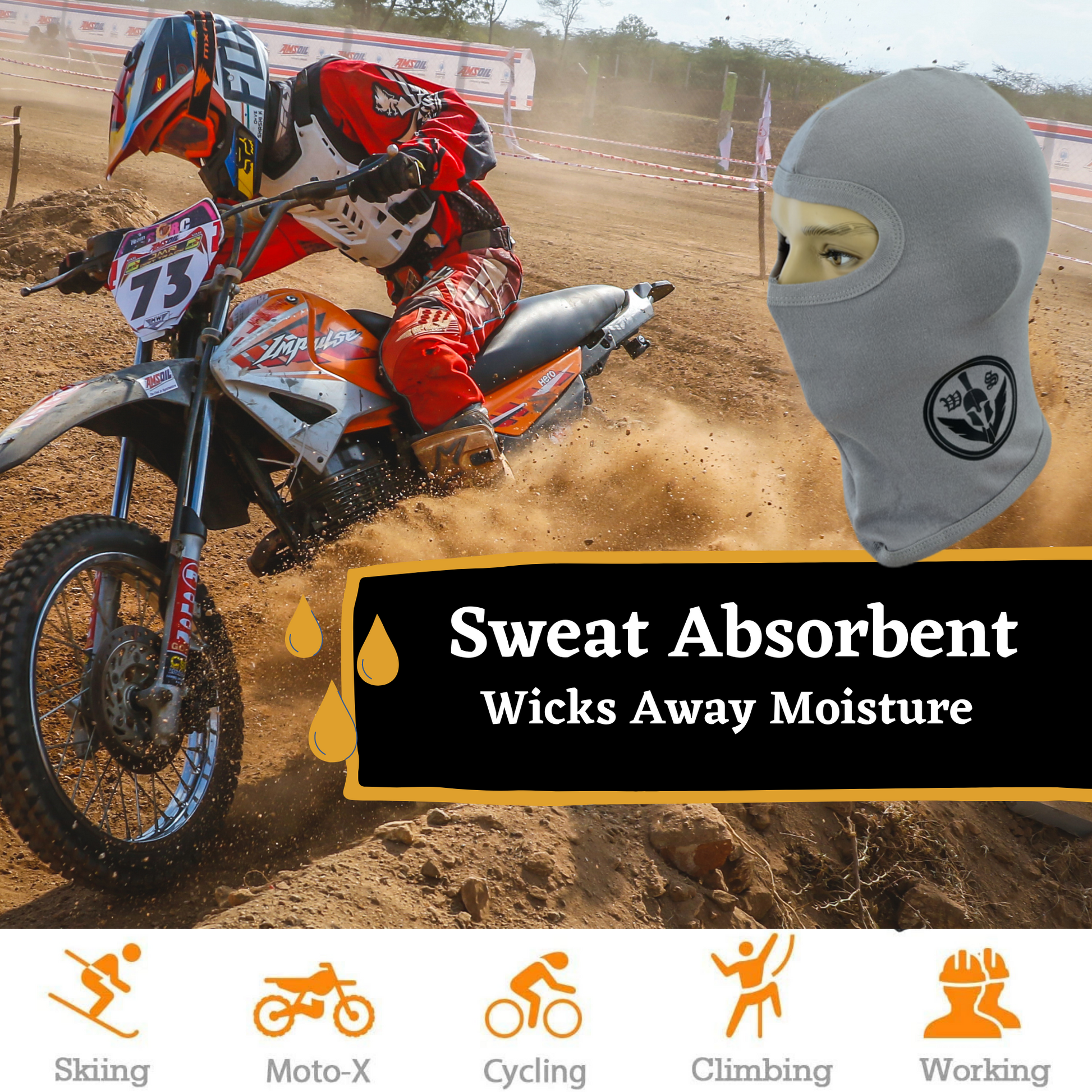 Warrior Gears®100% Cotton Motorcycle Balaclava | Face Mask - Grey - Warrior Gears