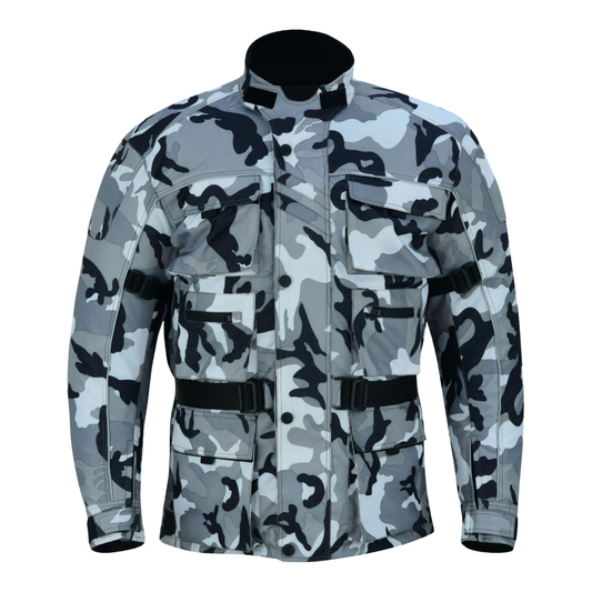 Warrior Gears 6 Pockets Mens Motorcycle Jacket Camo gray