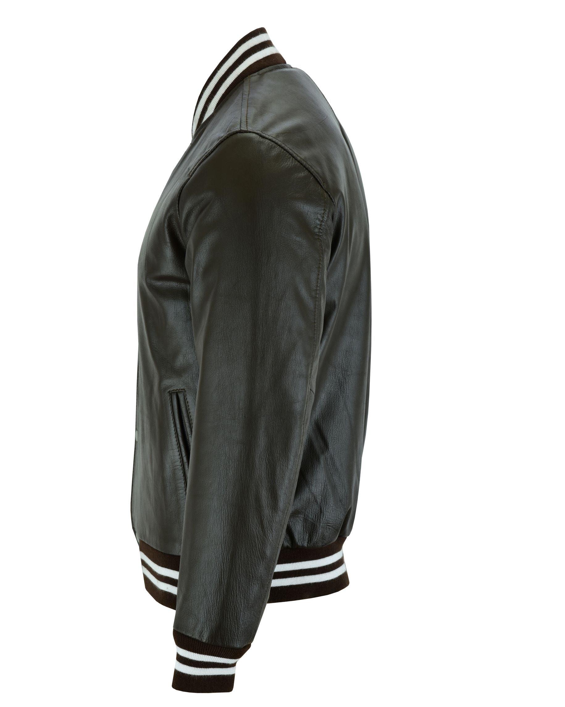 Warrior Gears® Leather Varsity Jacket | Brown Leather Body & Brown Leather Sleeves - Warrior Gears