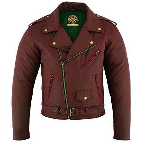 Warrior Gears® Mens Classic Brando Style Waxed Cotton Motorcycle Jacket - Warrior Gears