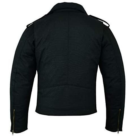 Warrior Gears® Mens Classic Brando Style Waxed Cotton Motorcycle Jacket - Warrior Gears