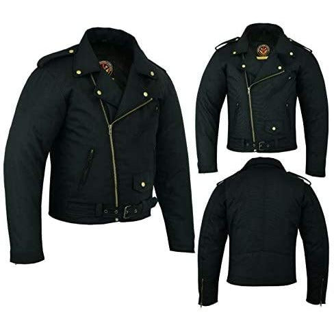 Warrior Gears® Mens Classic Brando Style Waxed Cotton Motorcycle Jacket - Warrior Gears
