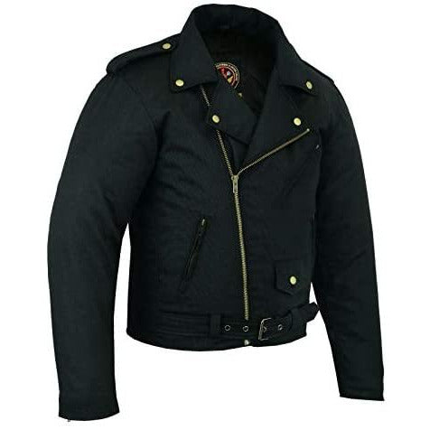 Warrior Gears® Mens Classic Brando Style Waxed Cotton Motorcycle Jacket - Warrior Gears