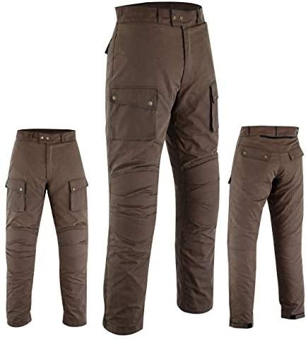 Warrior Gears® Men's Wax Cotton Waxed Motorcycle Trousers, Motorbike Pants Waterproof - Brown - Warrior Gears