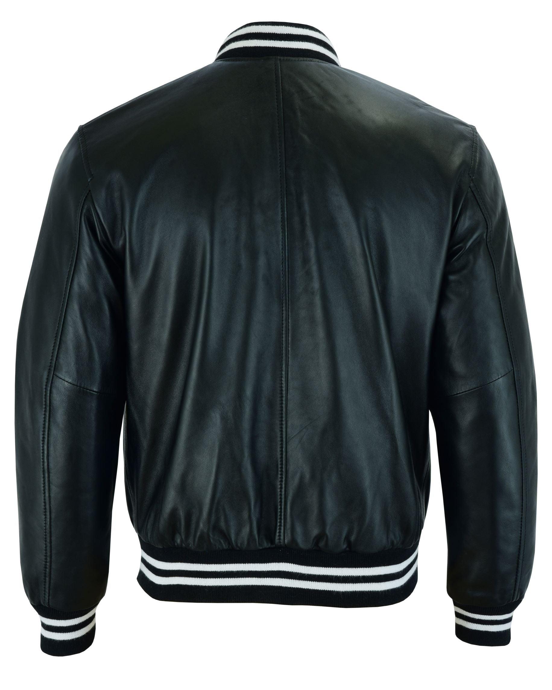 Warrior Gears® Leather Varsity Jacket-Black Leather Body & Black Leather Sleeves - Warrior Gears