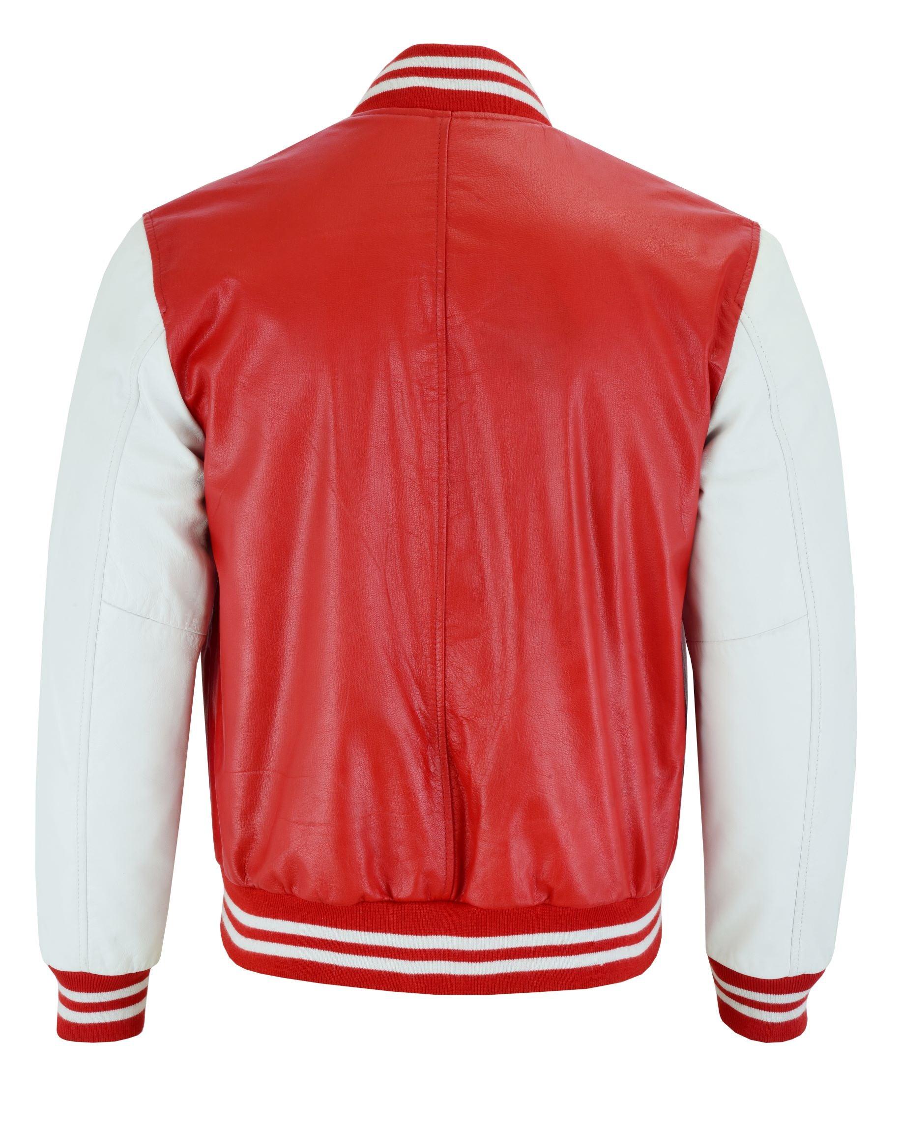 Warrior Gears® Leather Varsity Jacket -Red Leather Body & White Leather Sleeves - Warrior Gears