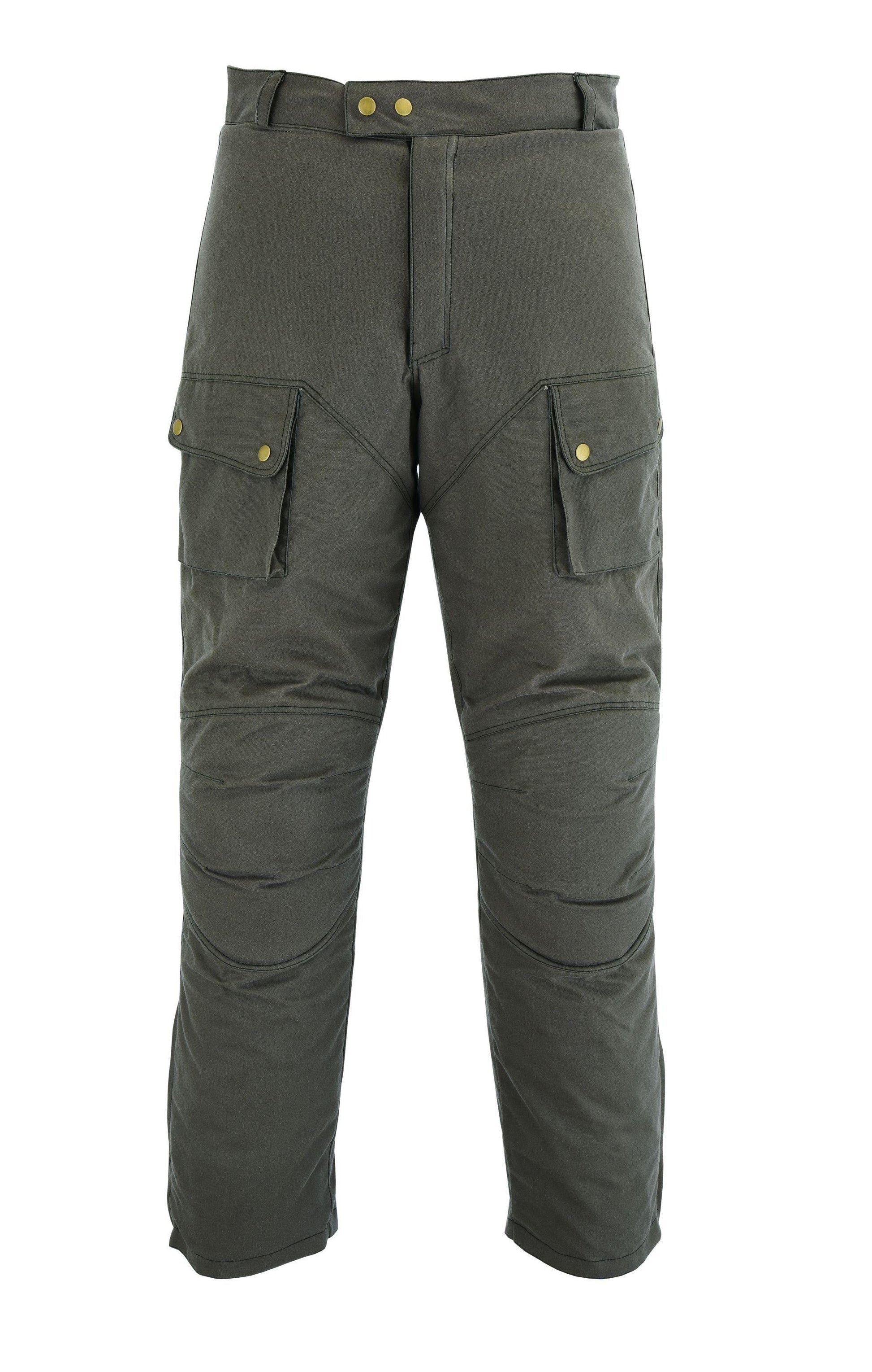 Warrior Waxed Cotton Motorcycle Suit Textile Motorbike Waterproof Lined CE Protectors -Military Green - Warrior Gears