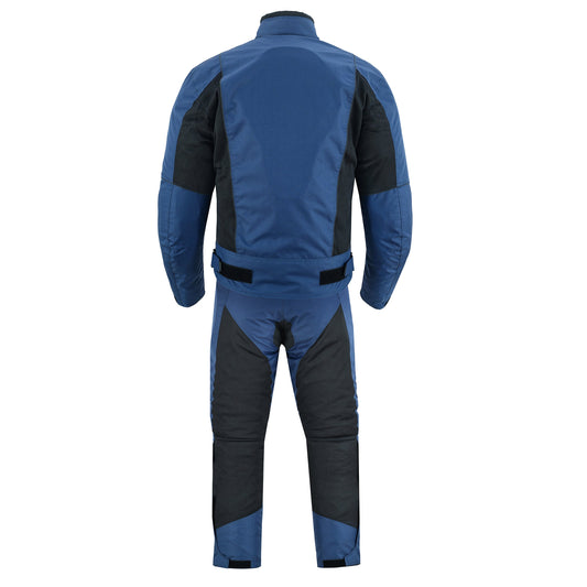 Warrior Gears® Air Mesh Motorbike Suits for Men, Breathable Textile Motorbike Jacket and Trouser with Removable Lining and CE Armours - Black & Navy