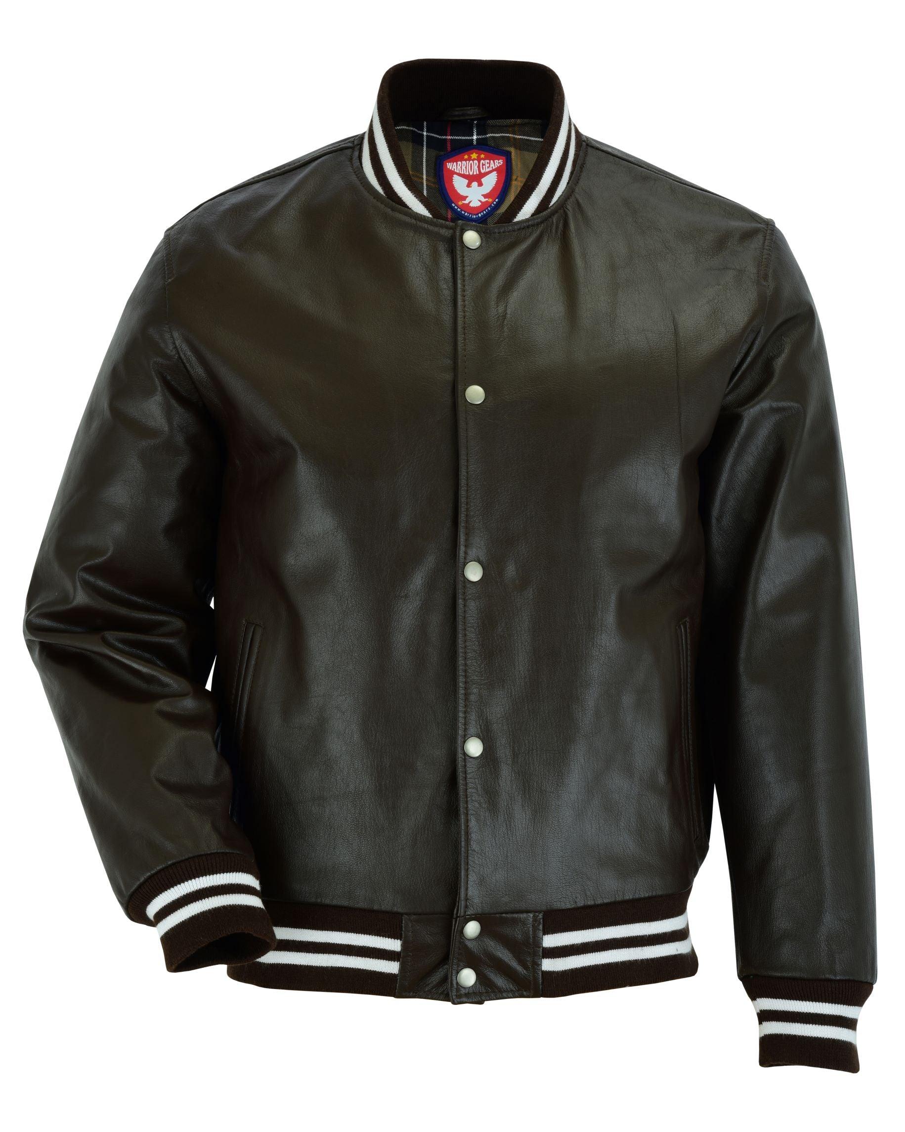 Warrior Gears® Leather Varsity Jacket | Brown Leather Body & Brown Leather Sleeves - Warrior Gears