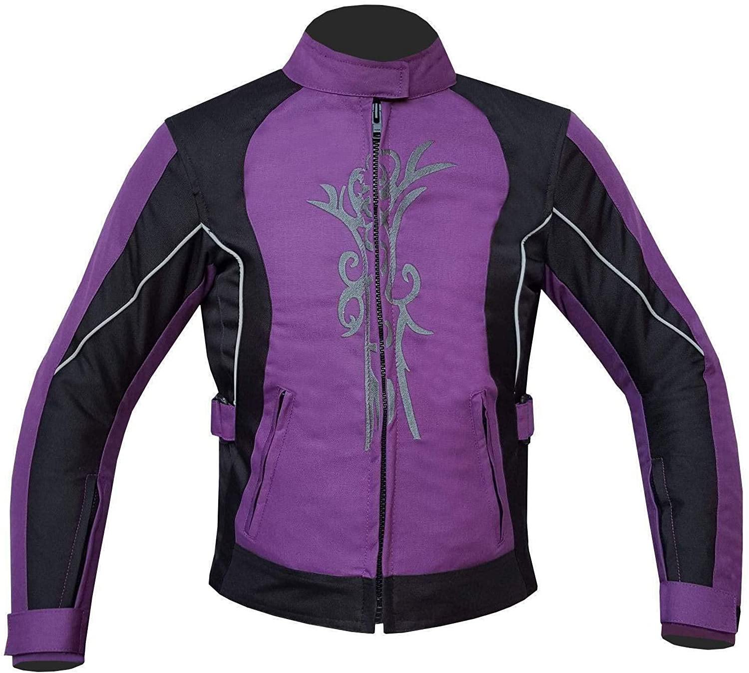 Warrior Gears Women's Graphic Embroidery Motorcycle Jacket, Waterproof Textile Jacket for Women - Warrior Gears