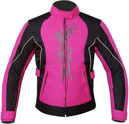 Warrior Gears Women's Graphic Embroidery Motorcycle Jacket, Waterproof Textile Jacket for Women - Warrior Gears