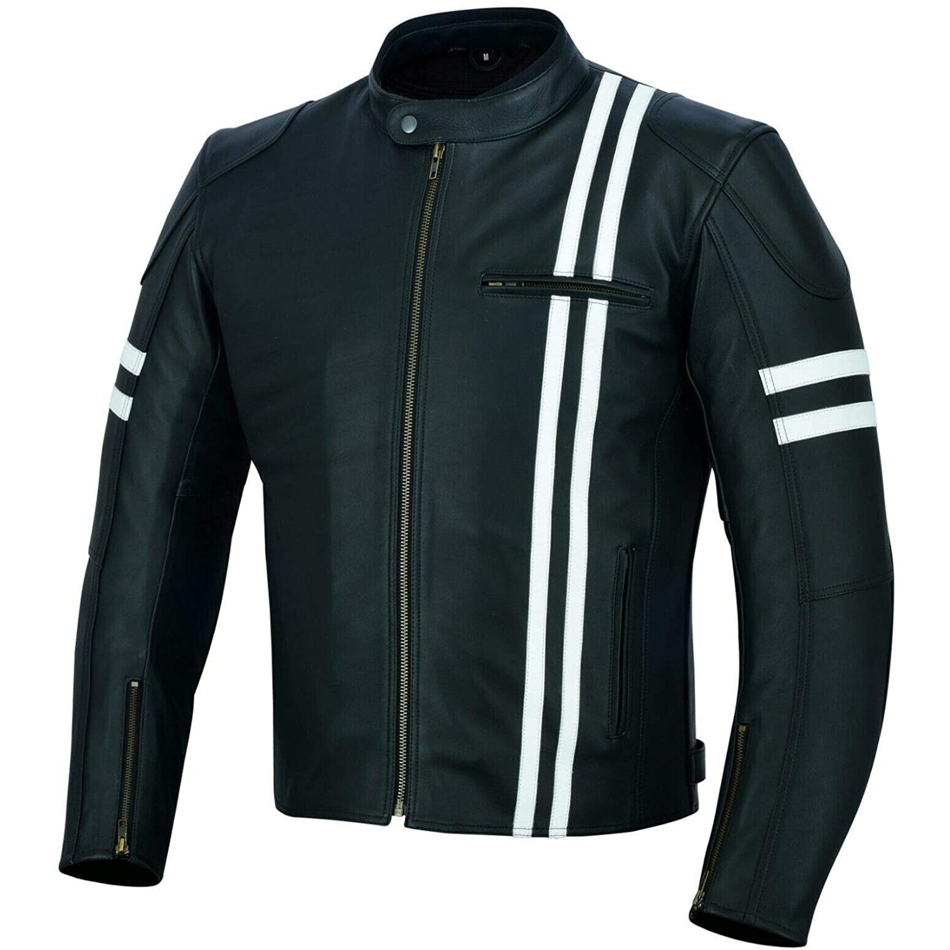 Warrior Gears® Real Leather Motorcycle Jacket for Men | Cowhide Nappa | Harley Stripe Style - Warrior Gears