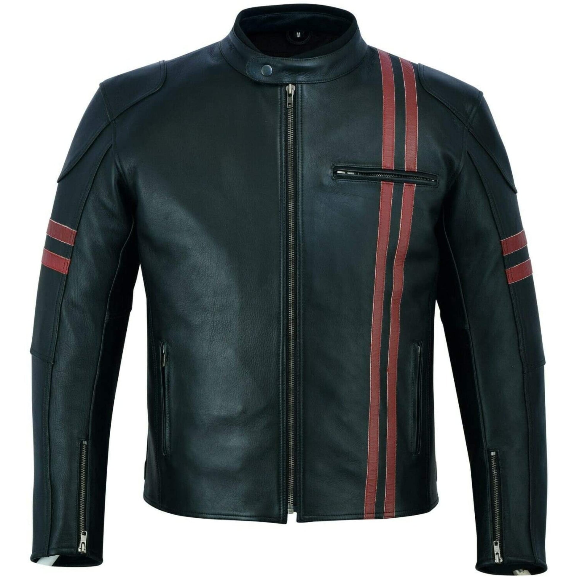 Warrior Gears® Real Leather Motorcycle Jacket for Men | Cowhide Nappa | Harley Stripe Style - Warrior Gears