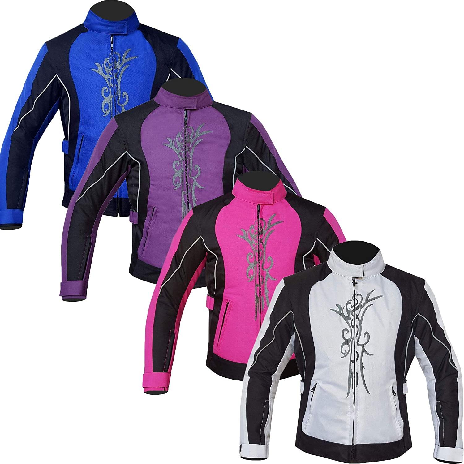 Warrior Gears Women's Graphic Embroidery Motorcycle Jacket, Waterproof Textile Jacket for Women - Warrior Gears