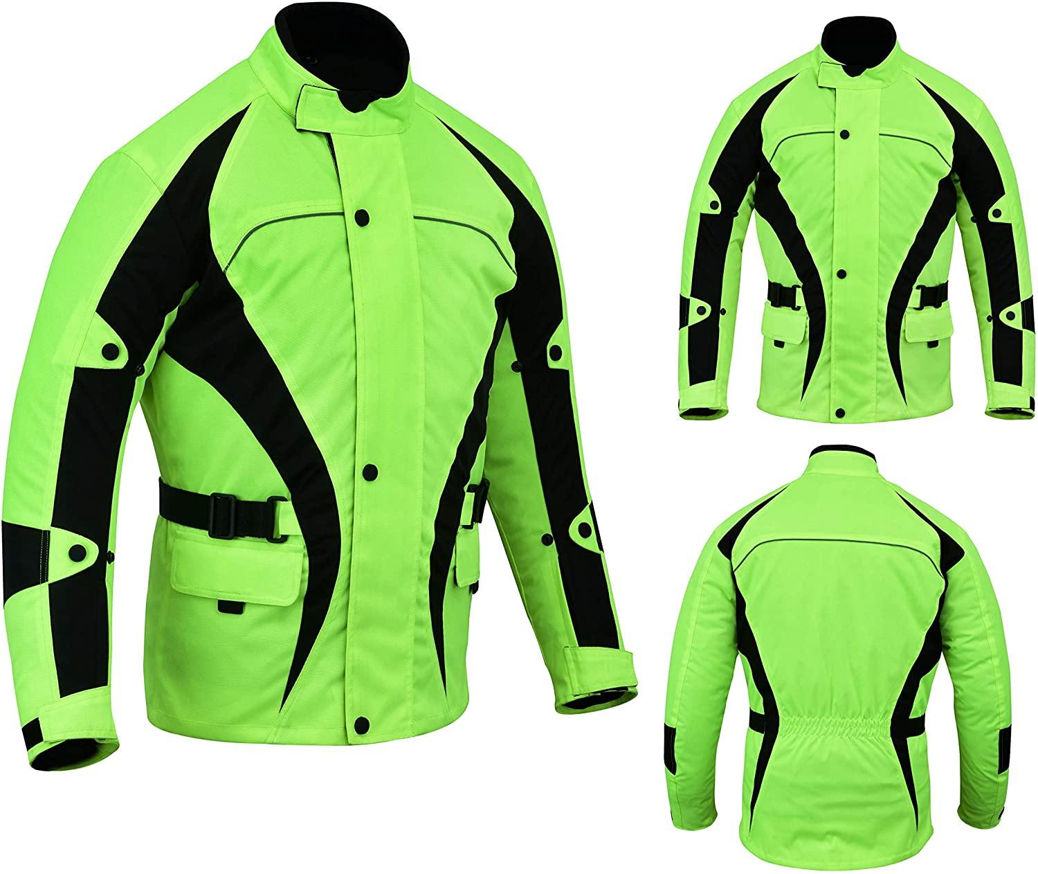 Warrior Gears® Hi Vis Bulls Motorcycle Jacket Men's Riding Textile Biker CE Armored Waterproof - Warrior Gears