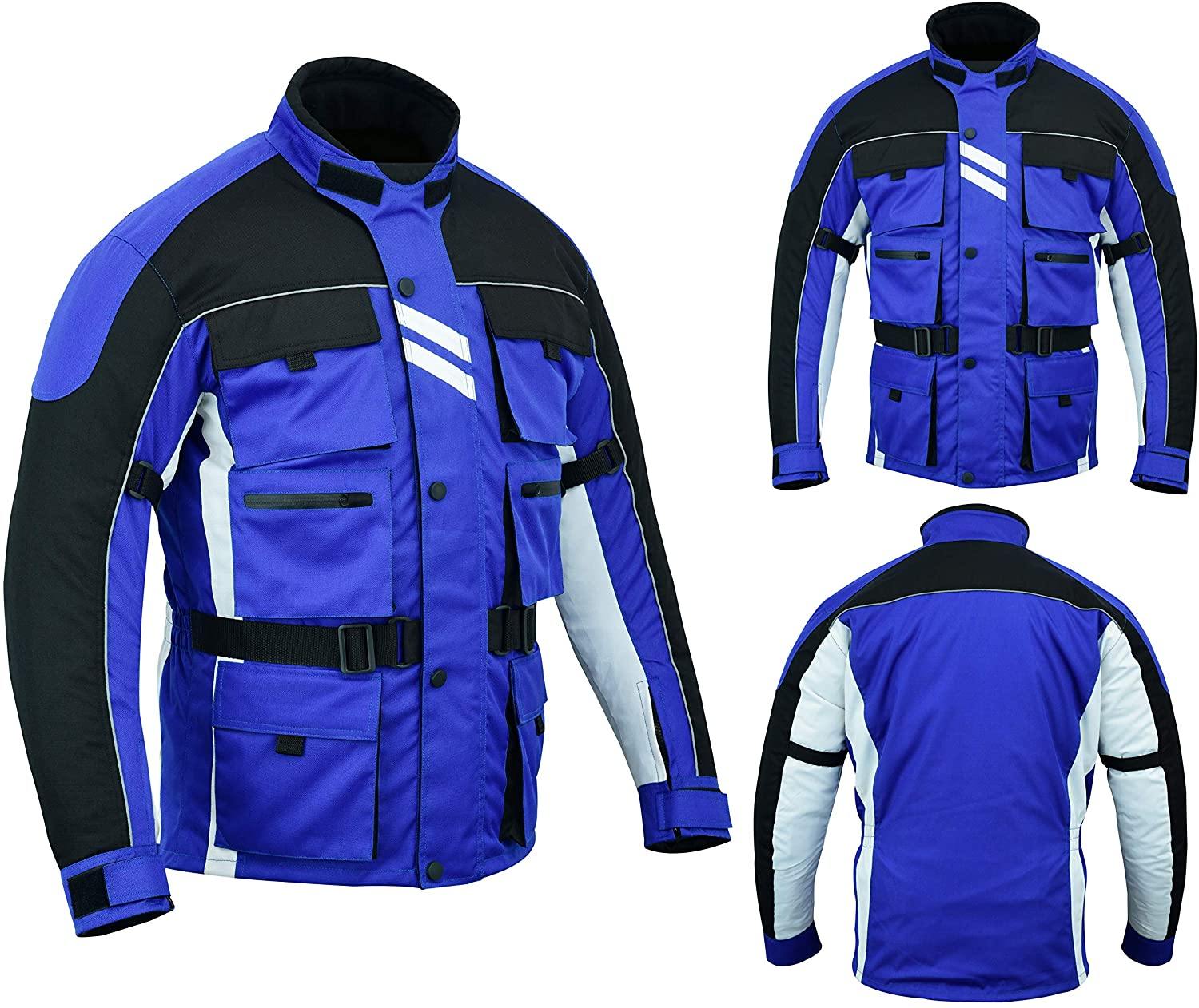 Warrior Gears® Motorcycle Jacket 6 Pockets Men's- Black & Blue - Warrior Gears
