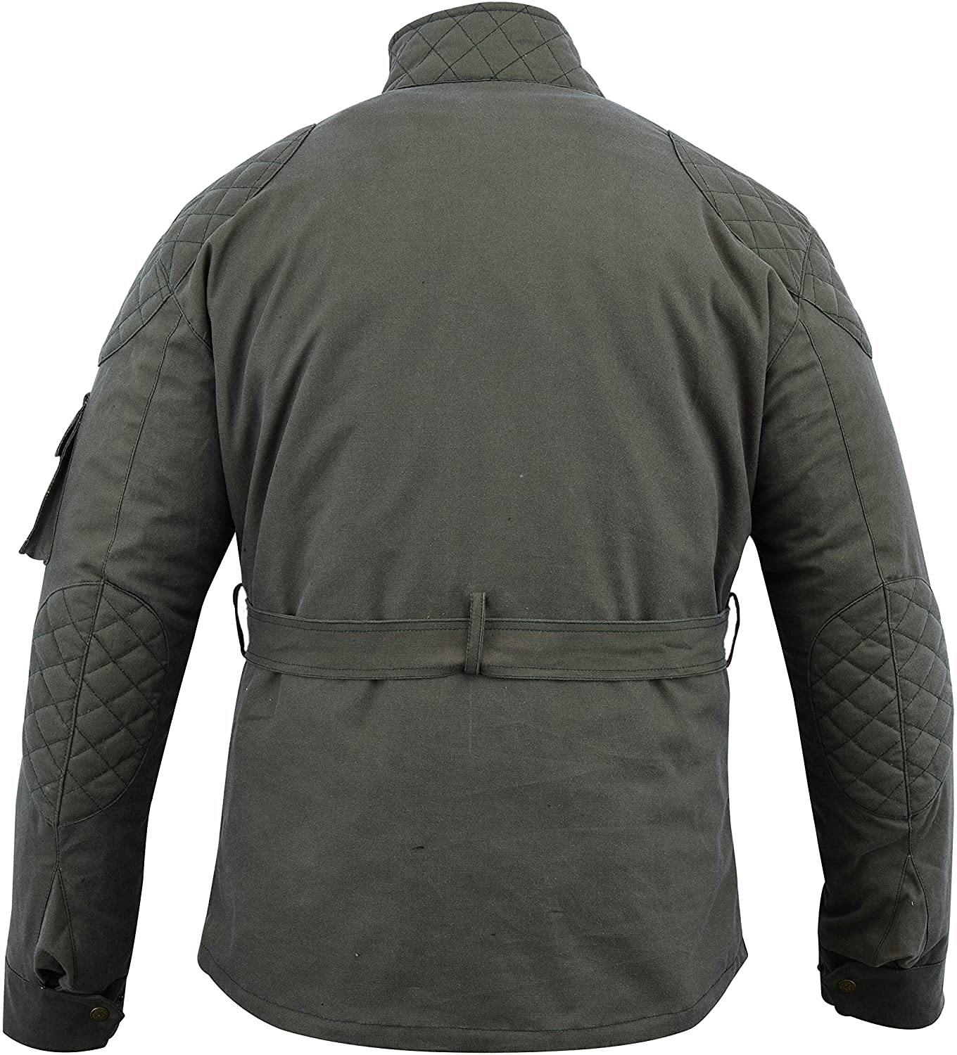 Warrior Waxed Cotton Motorcycle Suit Textile Motorbike Waterproof Lined CE Protectors -Military Green - Warrior Gears