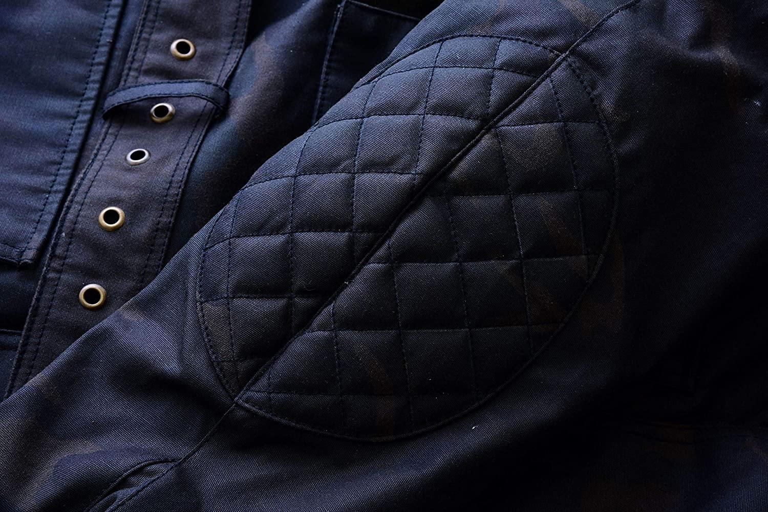 Warrior Gears Men's Waxed Cotton Motorcycle Jackets, Motorbike Top Gear, Waterproof Nylon Lined Jacket, Armoured Biker Textile Winter Outdoor Coat for Men, Running, Riding, Travel Clothing - Warrior Gears