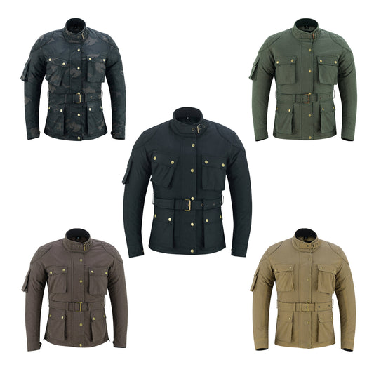Warrior Gears Ladies Waxed Cotton Motorcycle Jackets With Armours