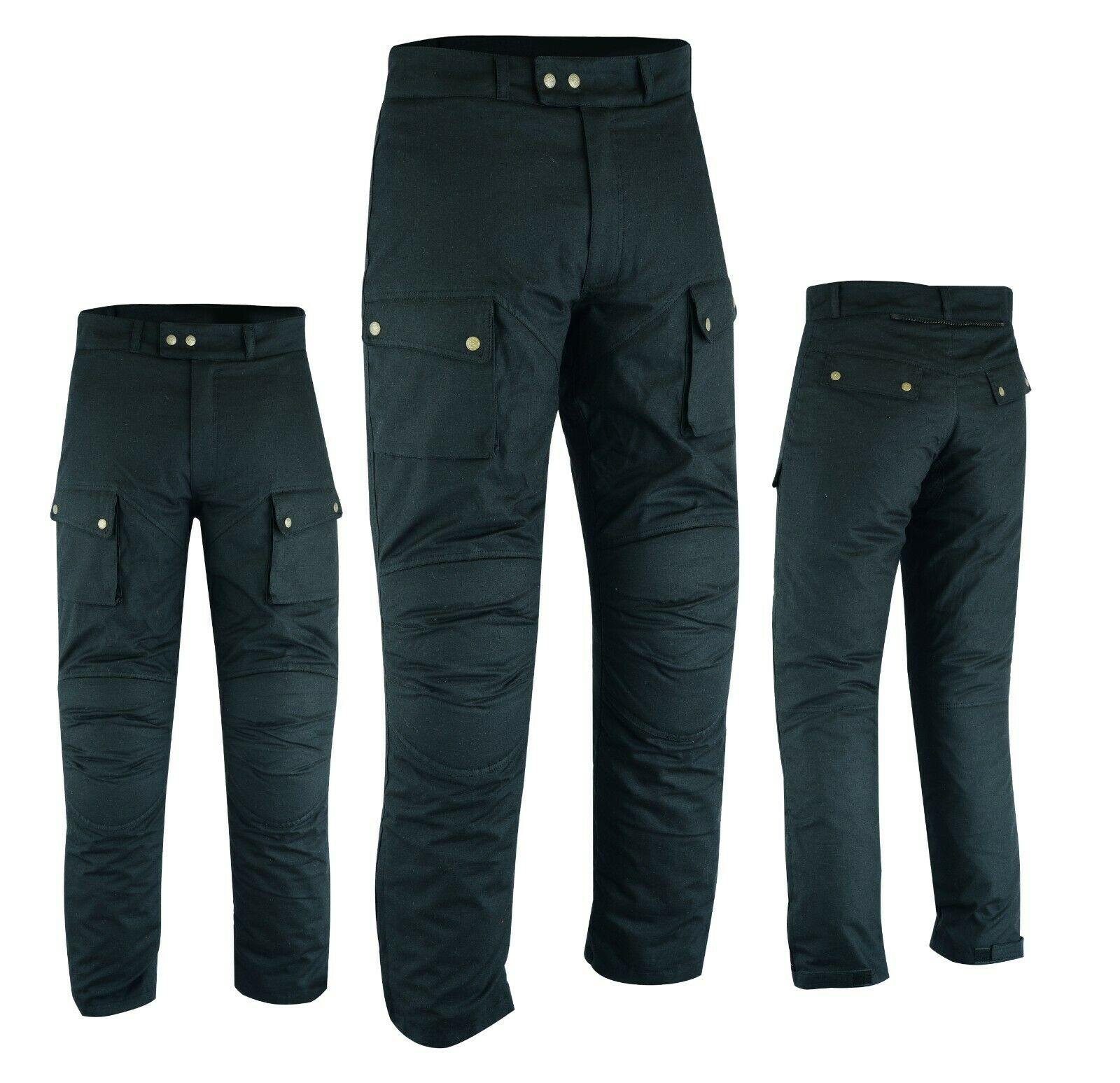 Warrior Gears® Men's Wax Cotton Waxed Motorcycle Trousers, Motorbike Riding Pants- Black - Warrior Gears
