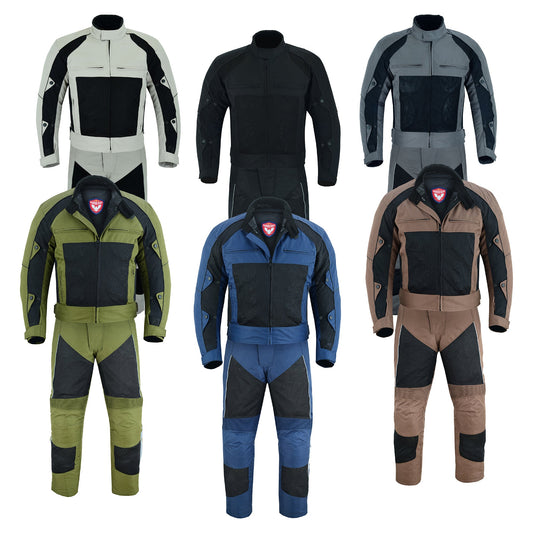 Warrior Gears Air Mesh Motorbike Suits for Men, Breathable Textile Motorbike Jacket and Trouser with Removable Lining and CE Armours