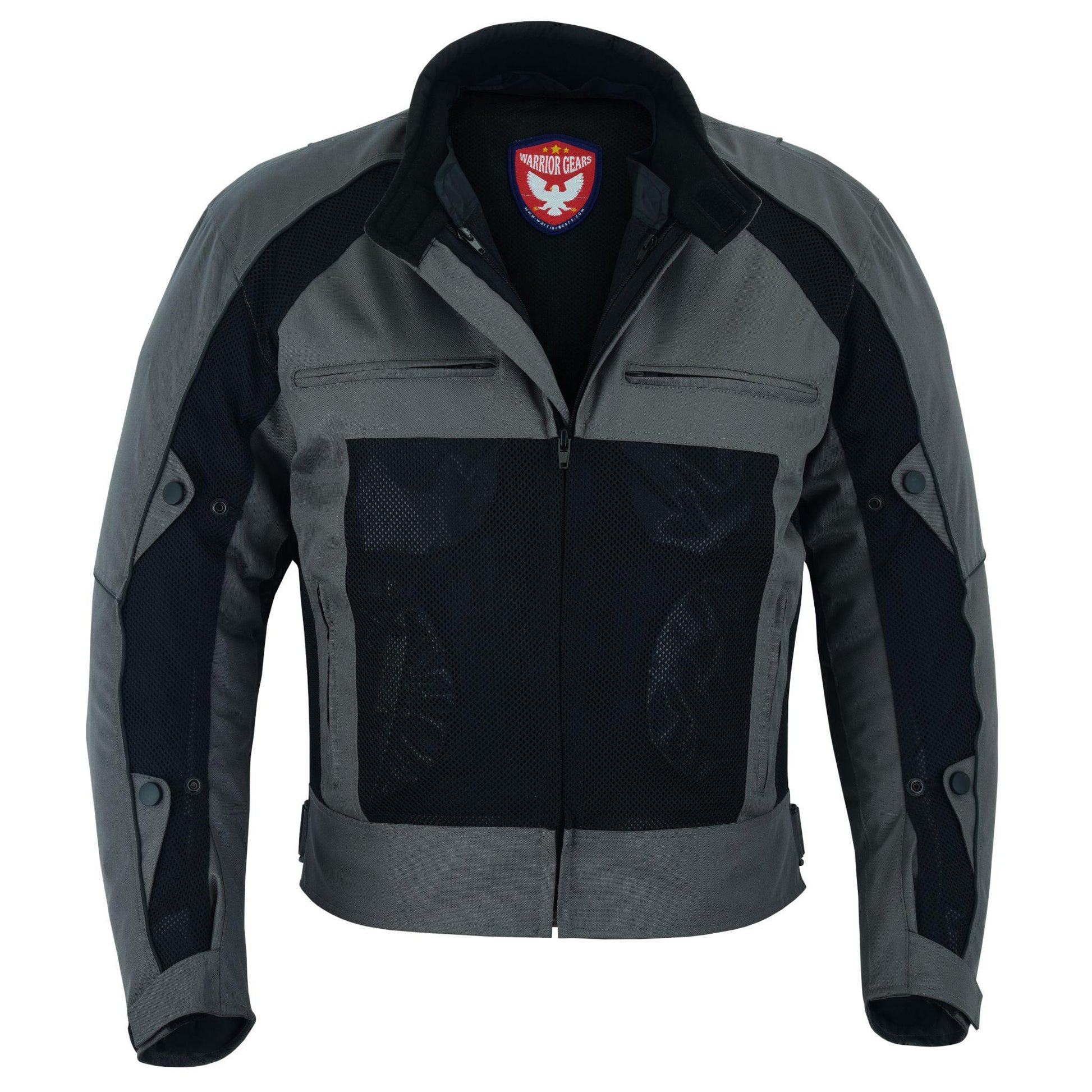 Warrior Gears® Air Mesh Motorcycle Jacket for men - Black & Grey - Warrior Gears