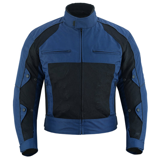 Warrior Gears Mens Air Mesh Motorbike Jackets with Armours Blue
