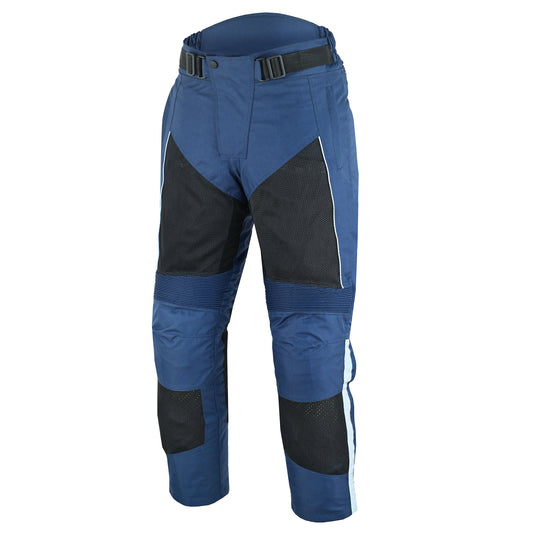 Warrior Gears Mens Air Mesh Motorcycle Trousers With Armours - Navy