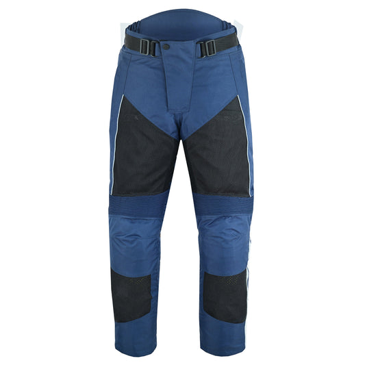 Warrior Gears Mens Air Mesh Motorcycle Trousers With Armours - Navy