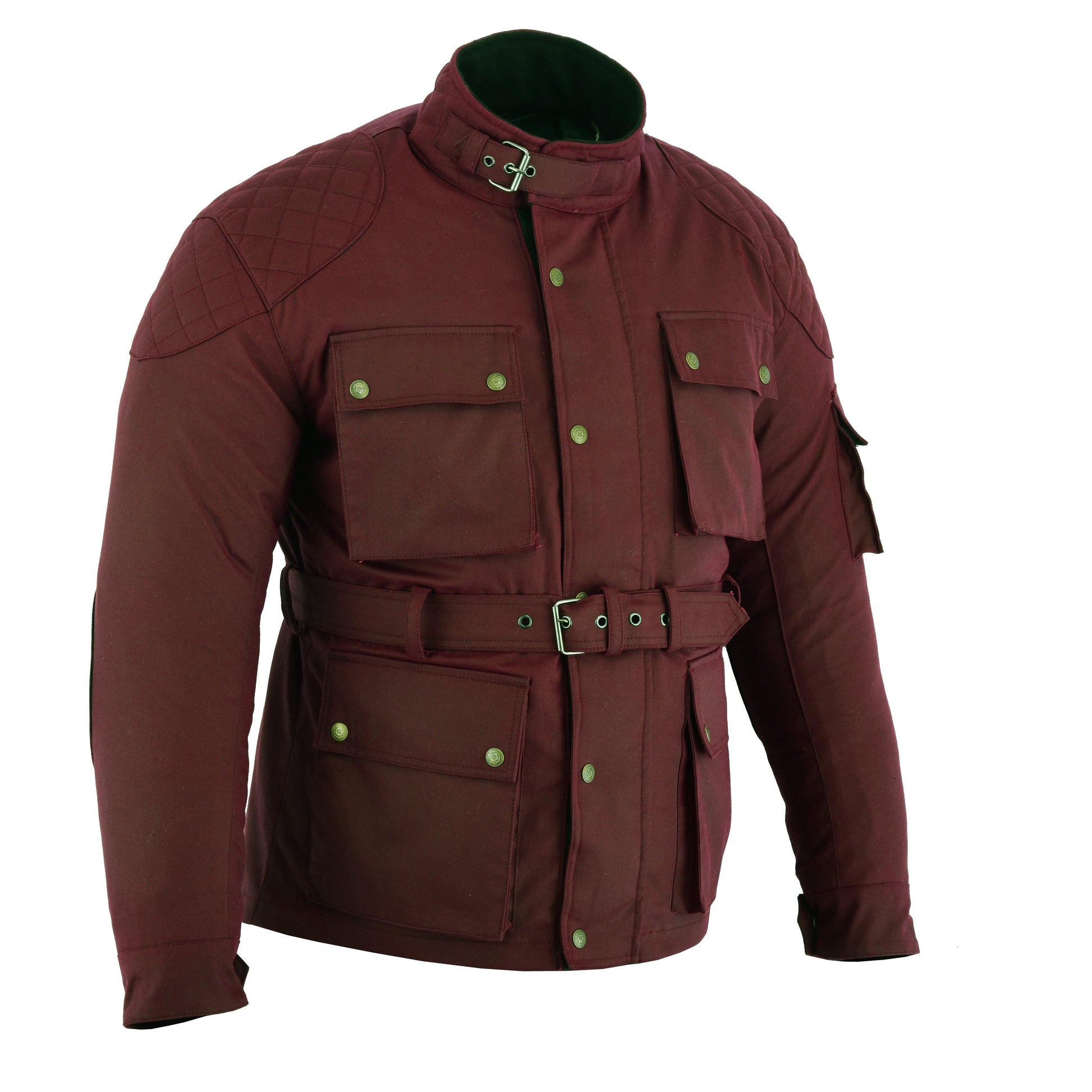 Warrior Waxed Cotton Motorcycle Suit Textile Motorbike Waterproof Lined CE Protectors -OXBlood - Warrior Gears