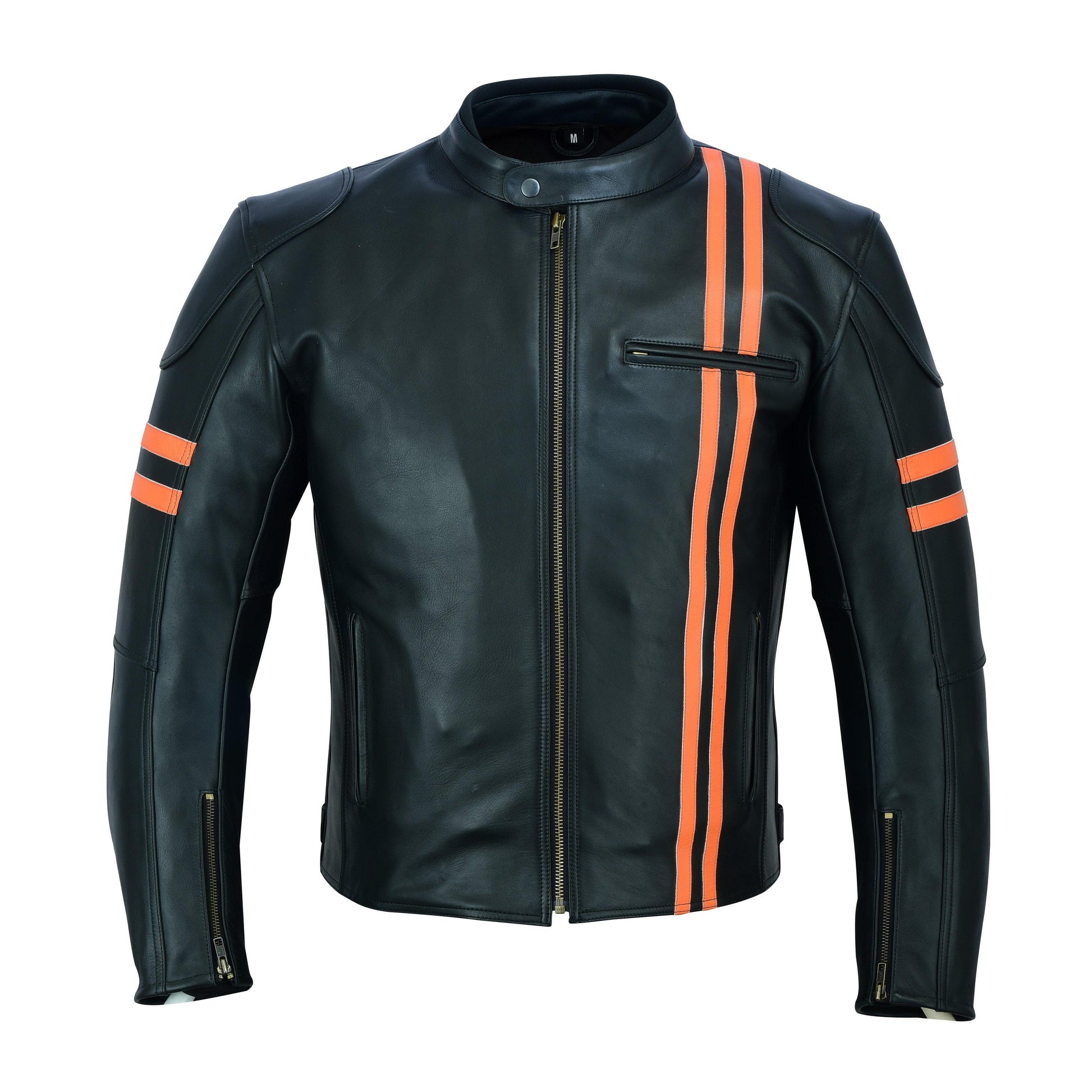 Warrior Gears® Real Leather Motorcycle Jacket for Men | Cowhide Nappa | Harley Stripe Style - Warrior Gears