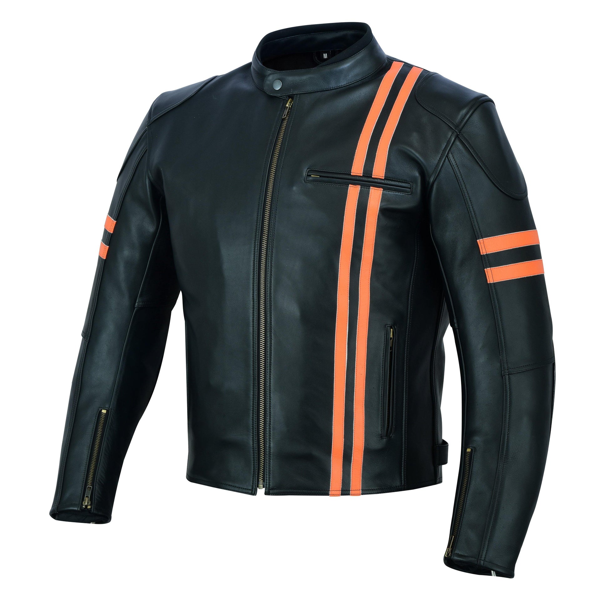 Warrior Gears® Real Leather Motorcycle Jacket for Men | Cowhide Nappa | Harley Stripe Style - Warrior Gears