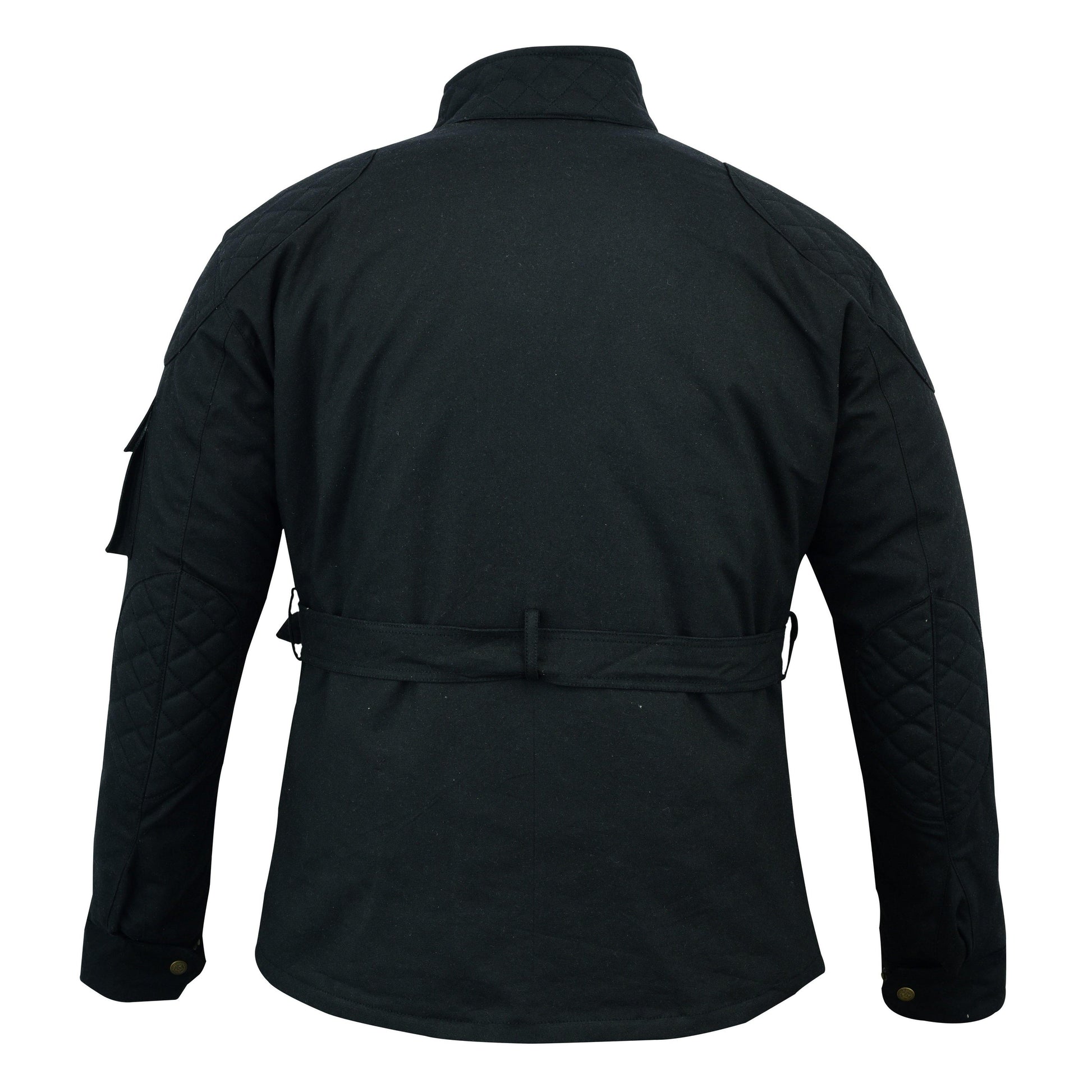 Warrior Waxed Cotton Motorcycle Suit Textile Motorbike Waterproof Lined CE Protectors - Black - Warrior Gears
