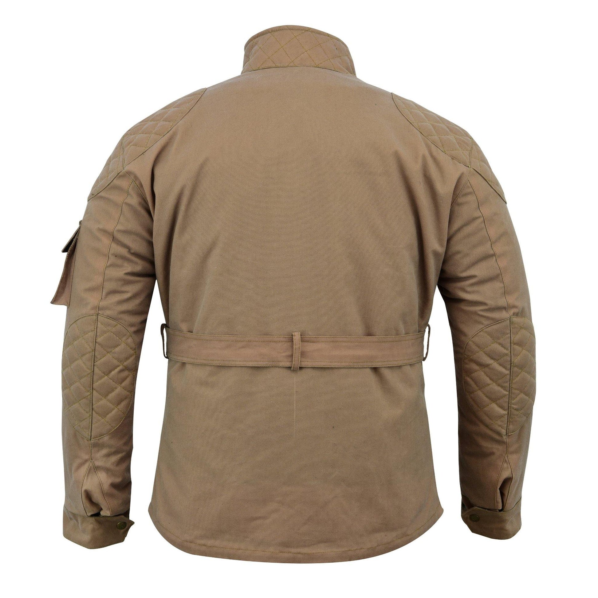 Warrior Gears® Men's Wax Cotton Waxed Motorcycle Jacket, Motorbike Top Waterproof - Tan - Warrior Gears