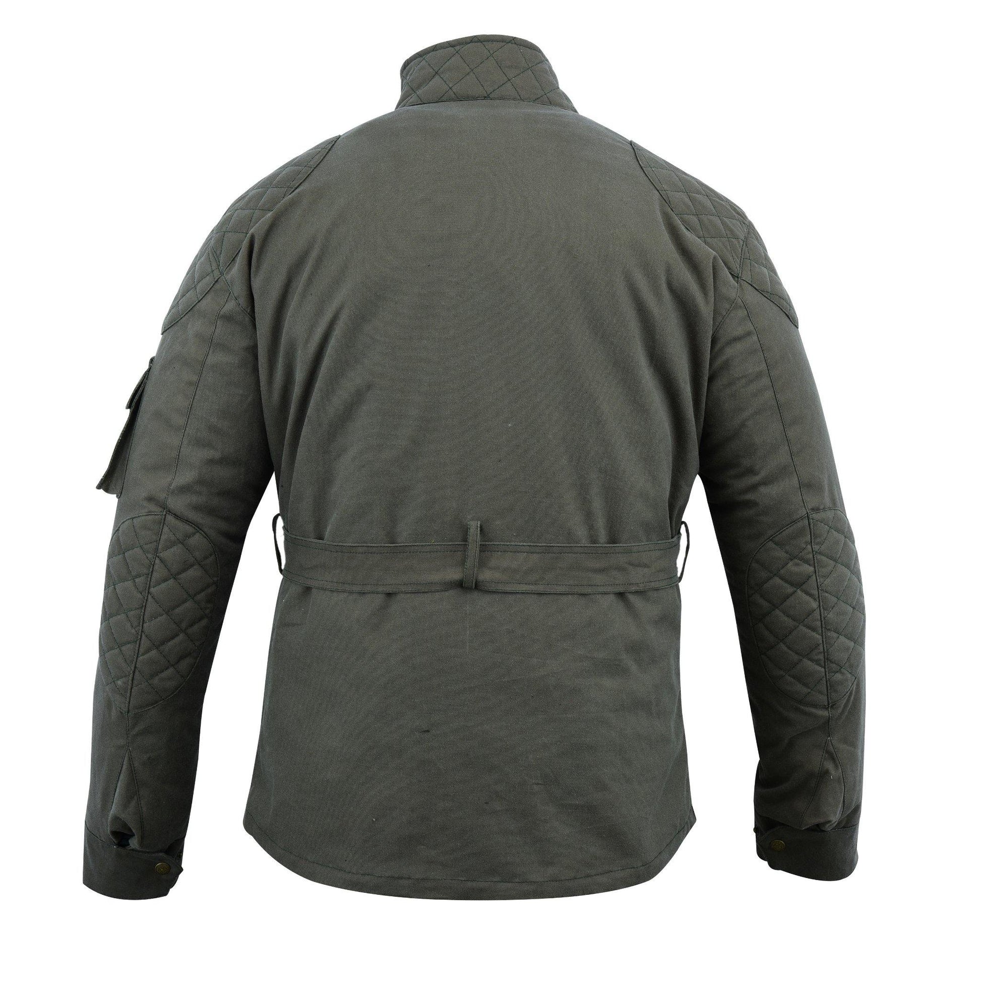 Warrior Gears® Men's Wax Cotton Waxed Motorcycle Jacket, Motorbike Top Waterproof - Army Green - Warrior Gears