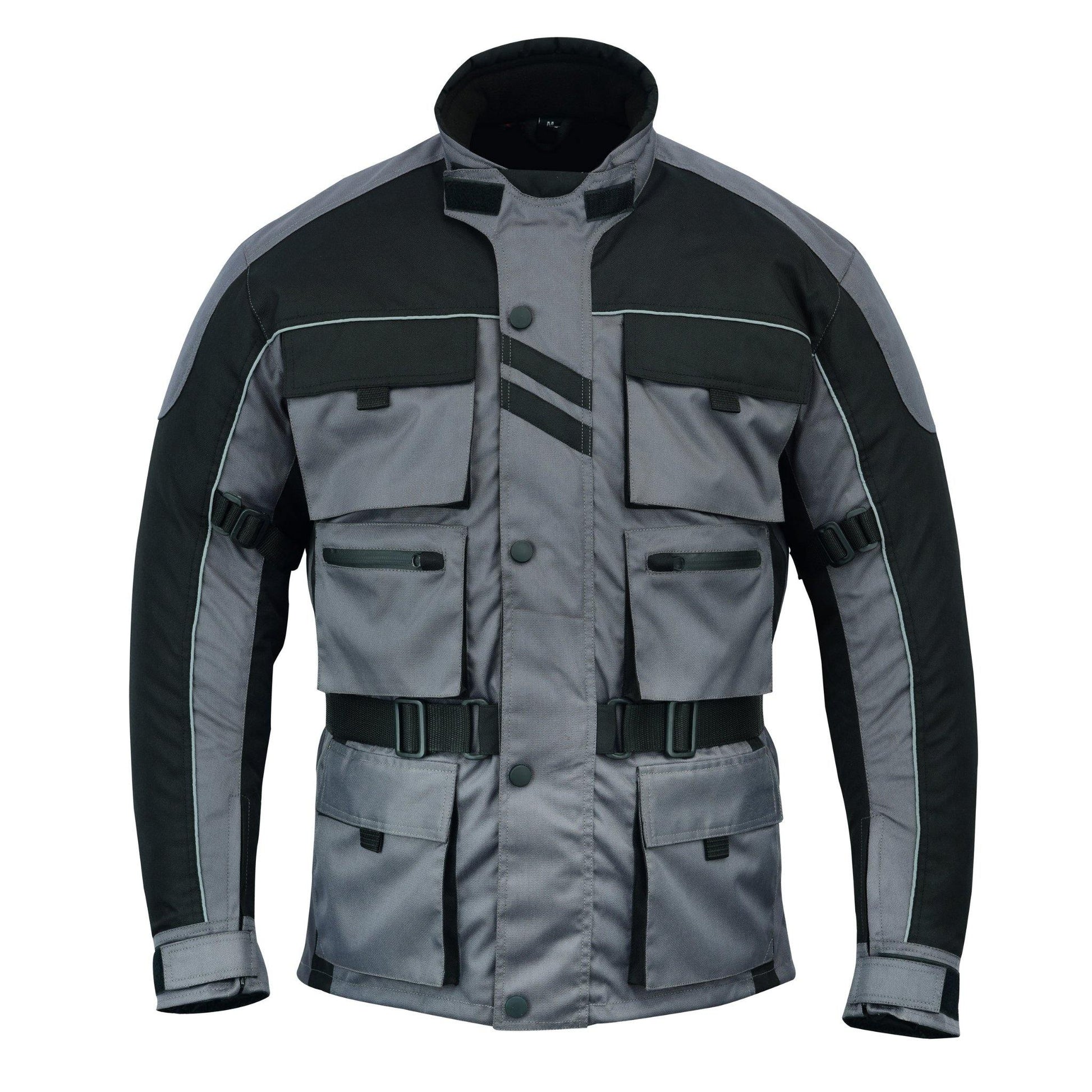 Warrior Gears® Motorcycle Jacket 6 Pockets Men's -Black & Grey - Warrior Gears