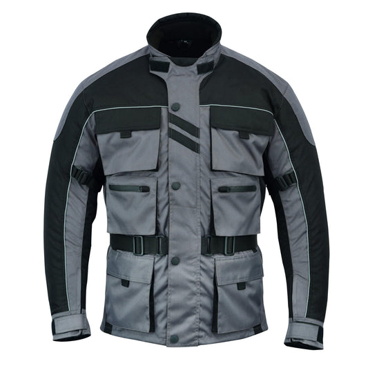 Warrior Gears® Motorcycle Jacket 6 Pockets Men's -Black & Grey - Warrior Gears