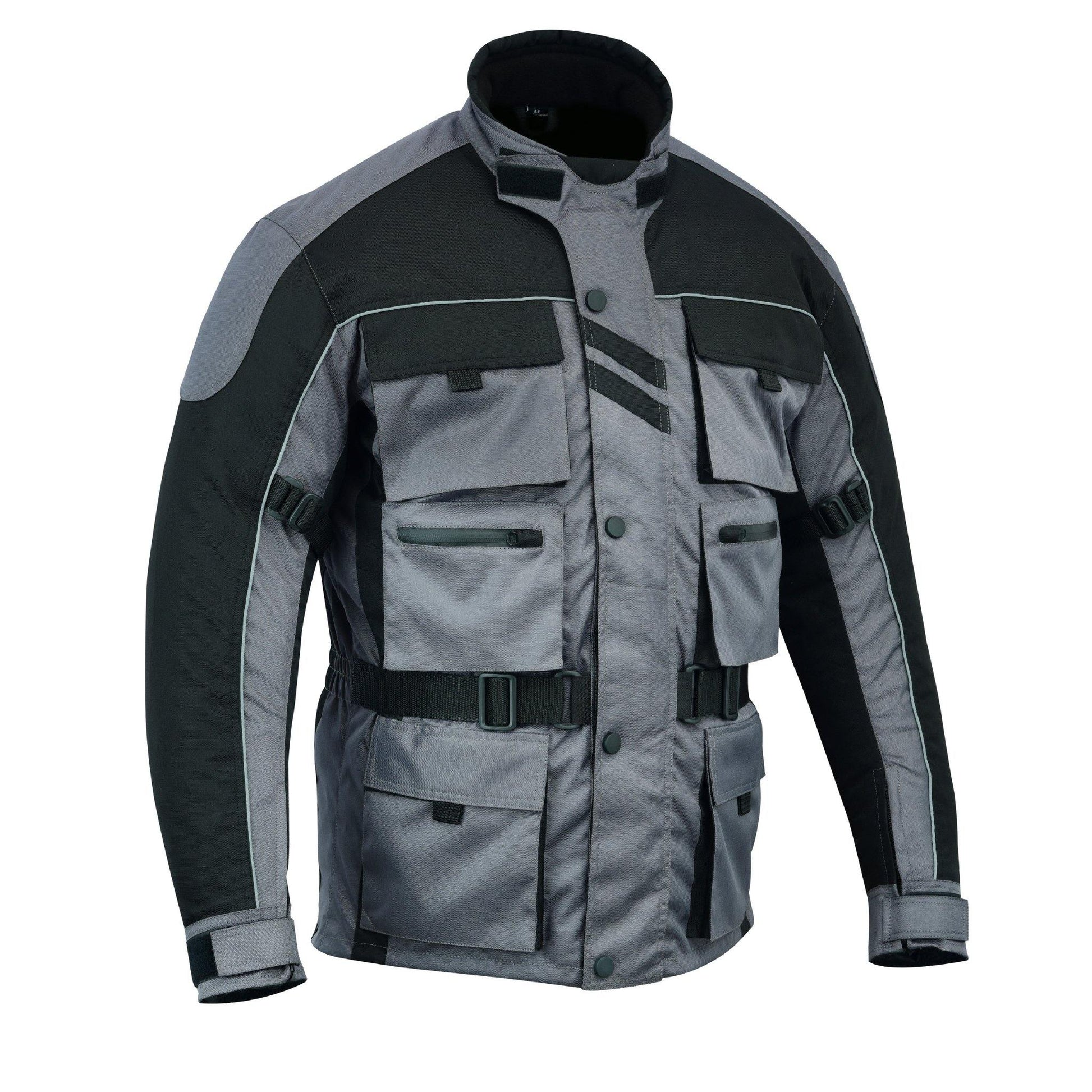 Warrior Gears® Motorcycle Jacket 6 Pockets Men's -Black & Grey - Warrior Gears