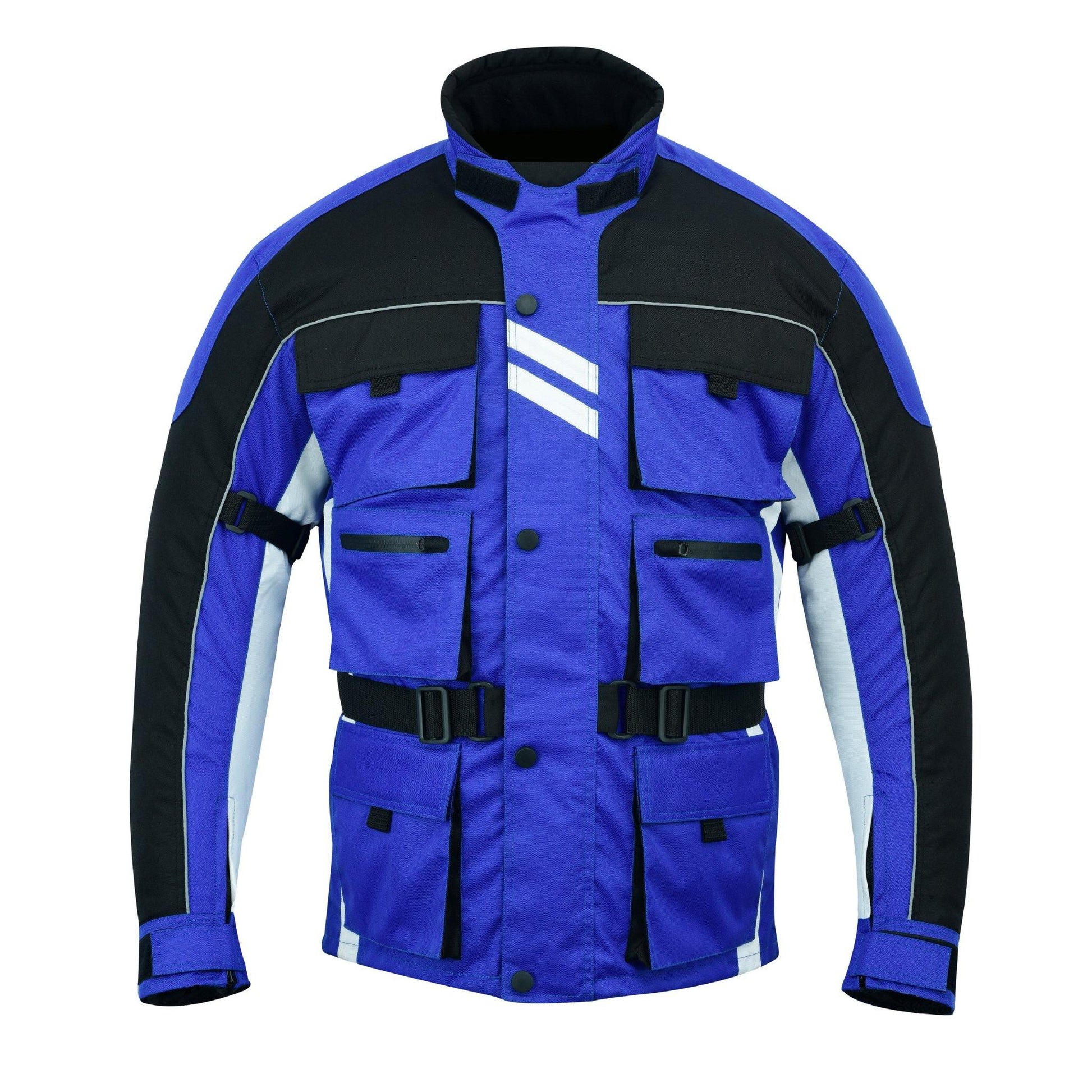 Warrior Gears® Motorcycle Jacket 6 Pockets Men's- Black & Blue - Warrior Gears