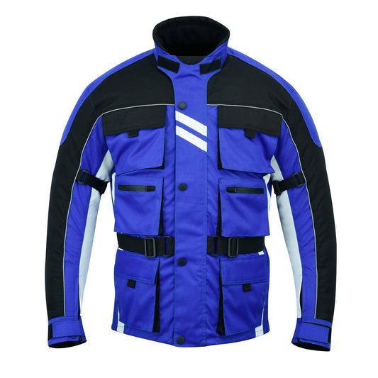 Warrior Gears® Motorcycle Jacket 6 Pockets Men's- Black & Blue - Warrior Gears